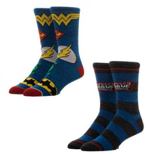 Justice League 2 Pair Blue Crew Socks-Justice League-GeekyHelix
