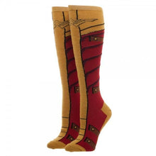 Wonder Woman Knee High Sock With Gold Lurex Yarn-Wonder Woman-GeekyHelix